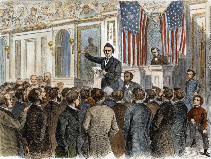 Congressman Thaddeus Stevens at the proposed impeachment of Andrew Johnson, 1868